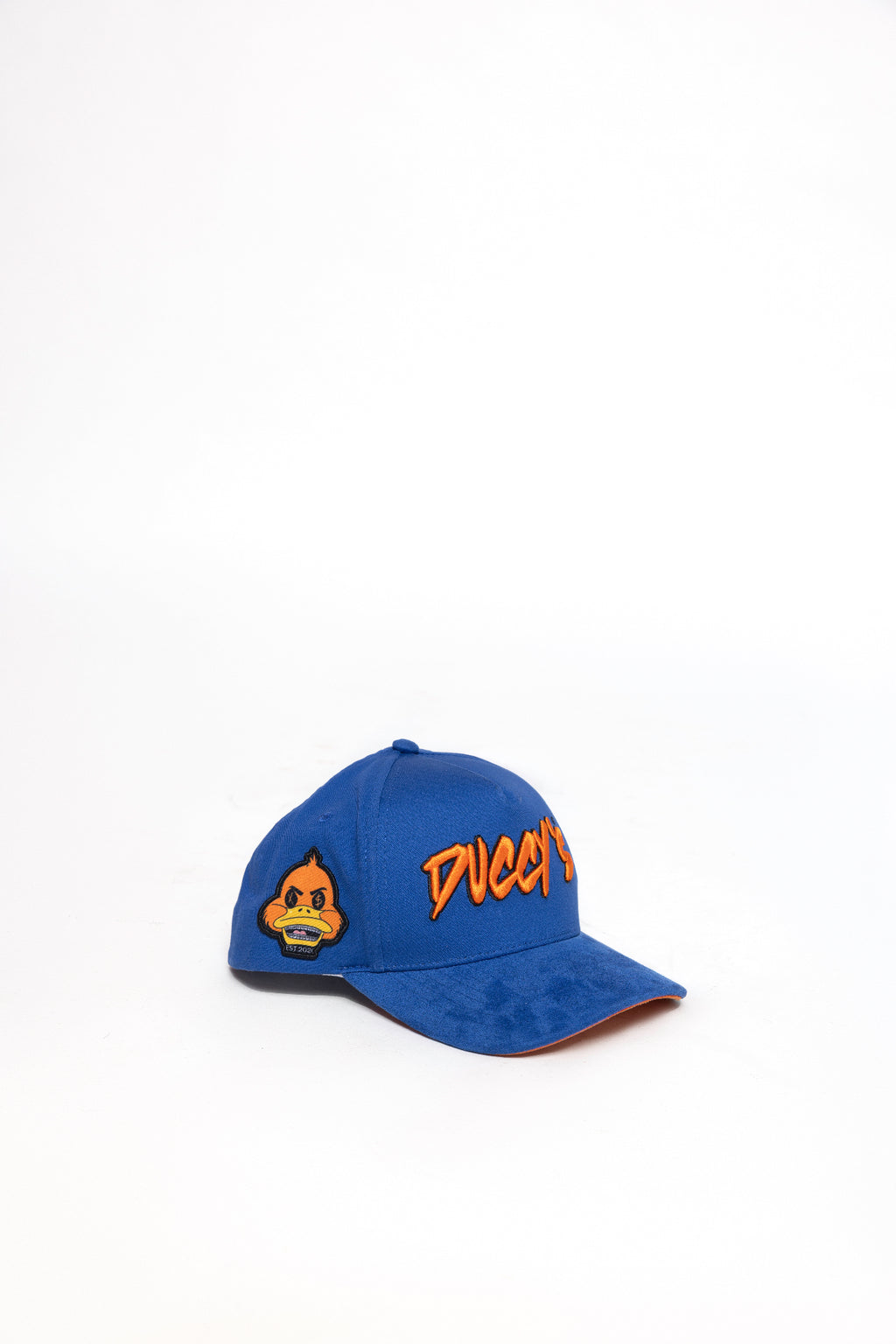 Duccy Hat Snapback Royal Blue with Royal Blue Suede Brim - Front View